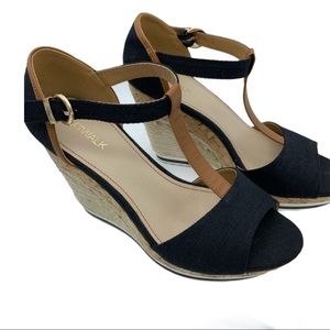 Catwalk Braided Open Toe Wedge Blue Tan Brown 10